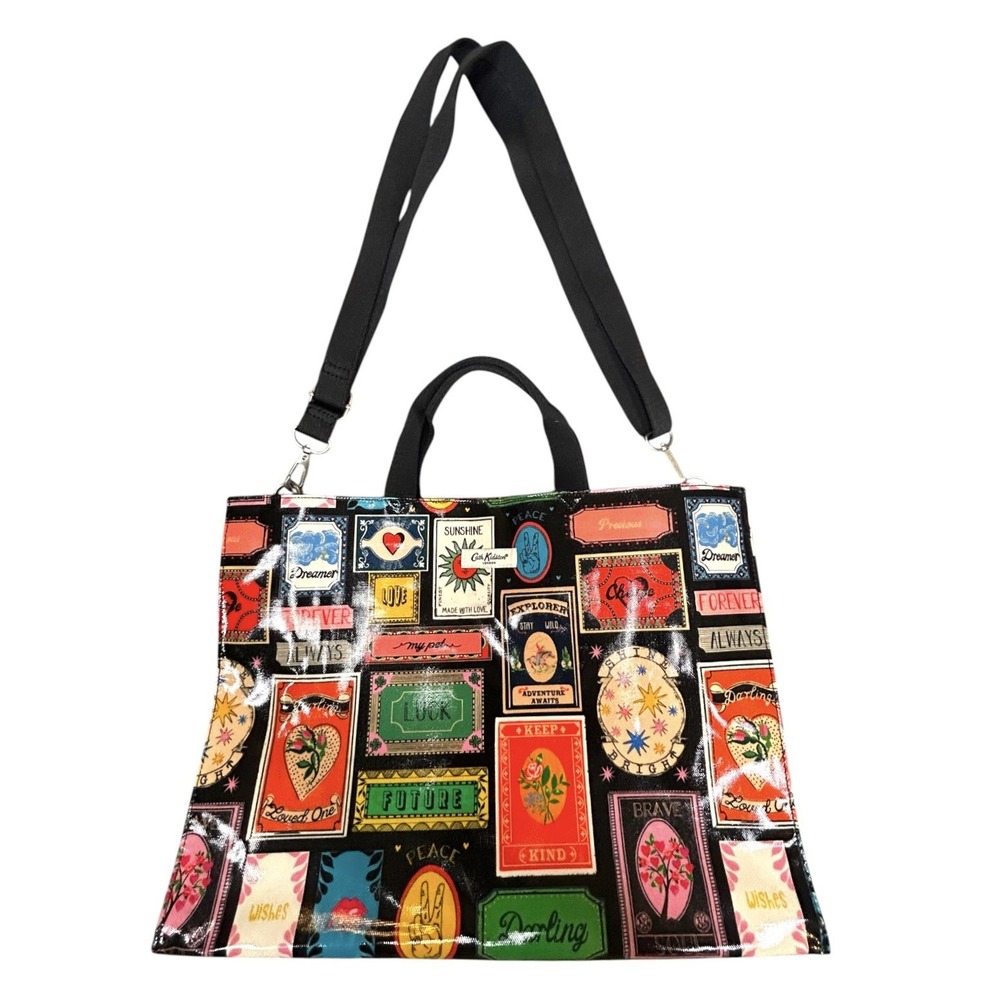 Cath Kidston Black Oilcloth Tote Bag/ Crossbody Handbag Keep Kind